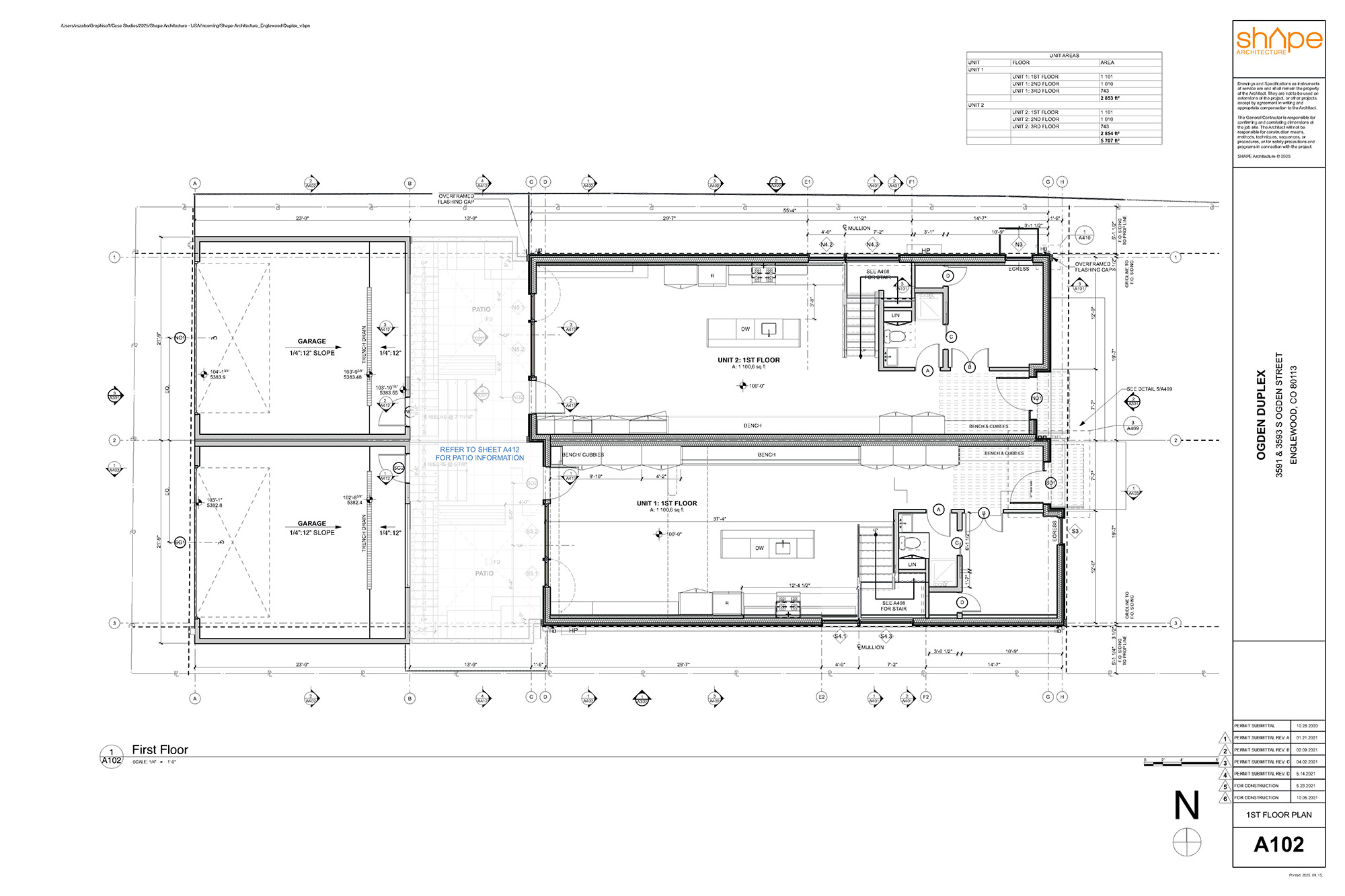 Englewood Passive House Duplex, Shape Architecture Studio, Architectural floor plan