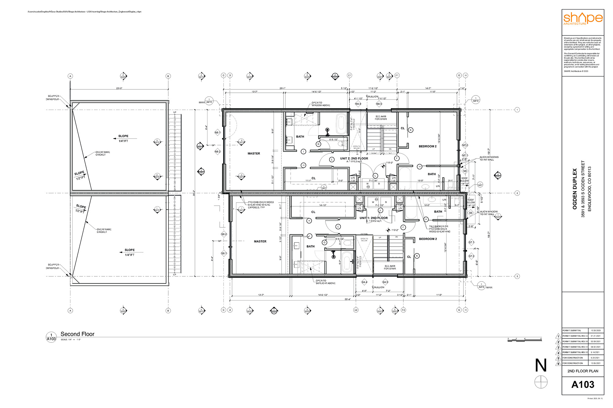 Englewood Passive House Duplex, Shape Architecture Studio, Architectural floor plan