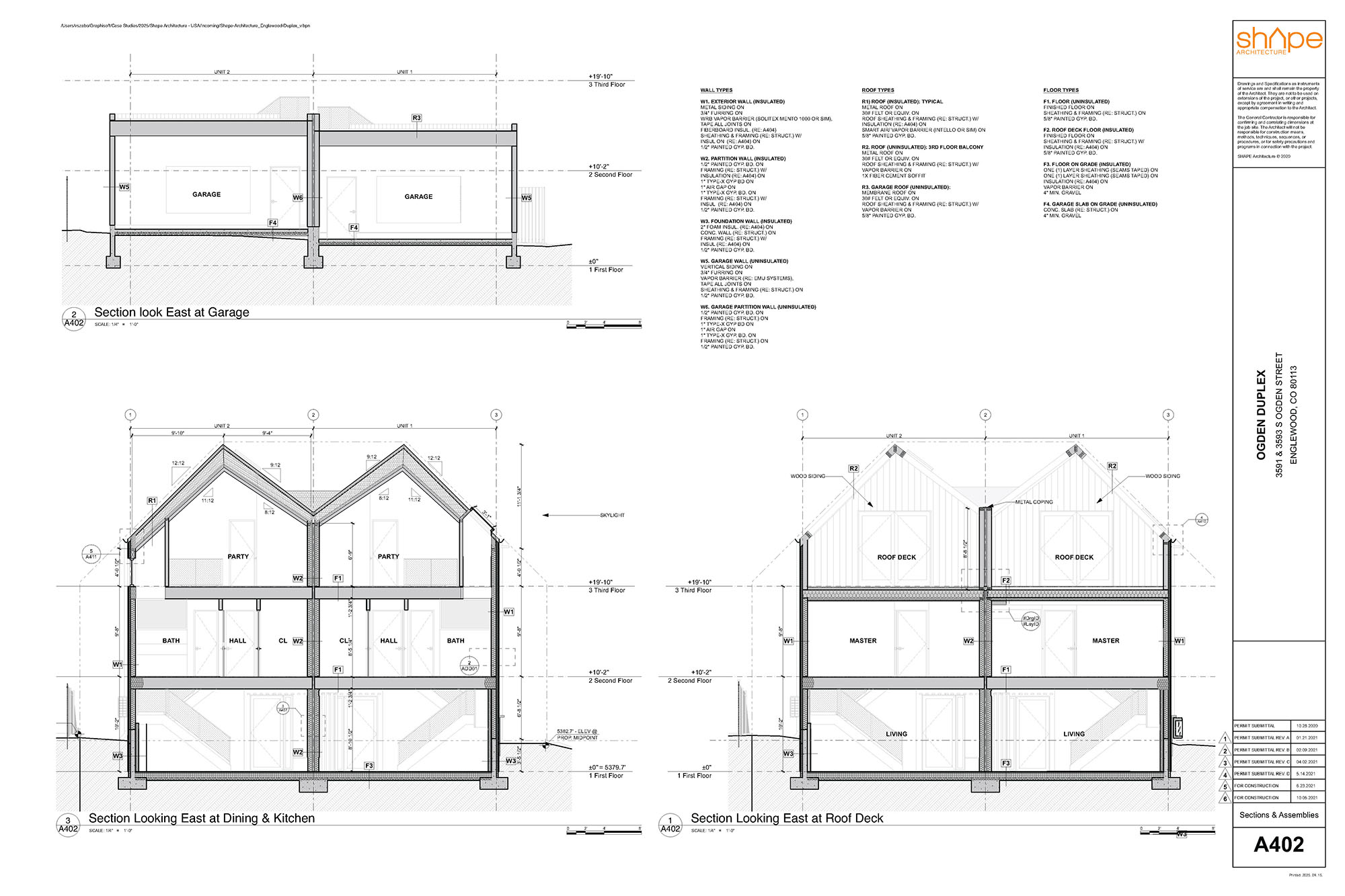 Englewood Passive House Duplex, Shape Architecture Studio, Architectural sections