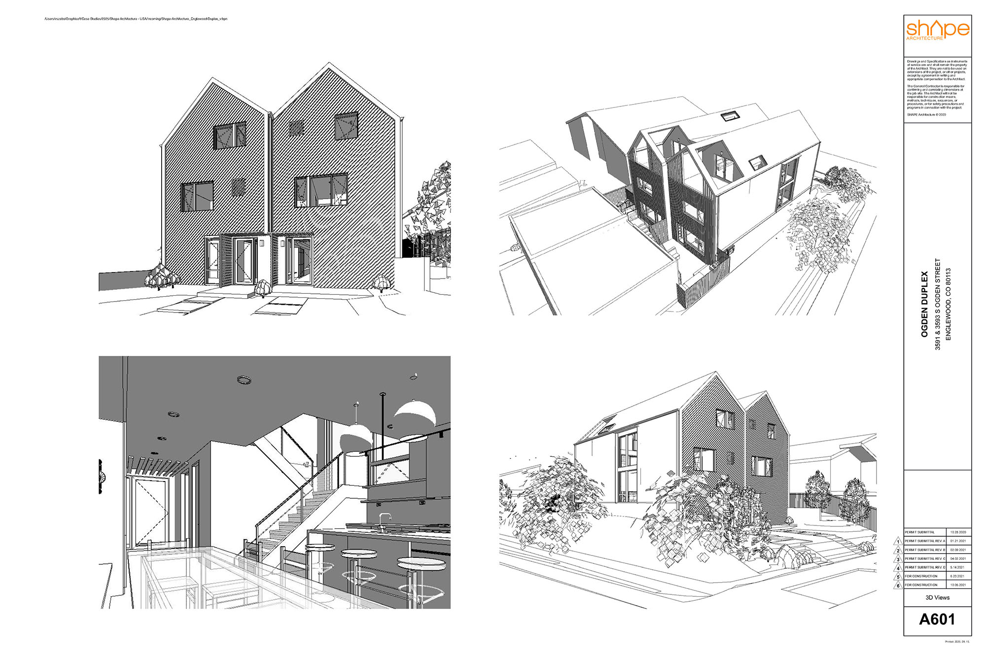 Englewood Passive House Duplex, Shape Architecture Studio, Archicad sketch renders