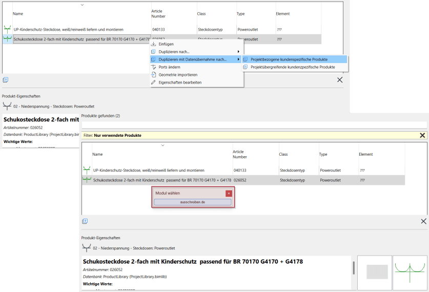 Anreichern generischer DDScad-Produkte durch spezifische Produktinformationen aus "ausschreiben.de"-Portal