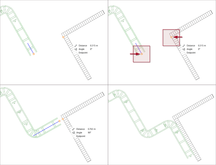 Aligning to snapping aids: Precise placement and modeling using projected target points