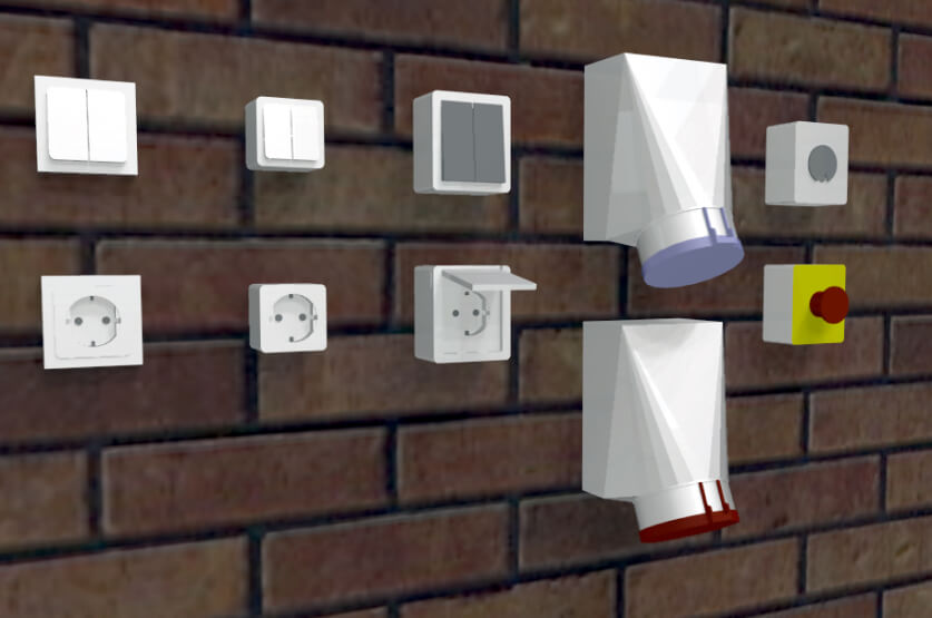 Neue 3D-Darstellungen für Schalter und Steckdosen