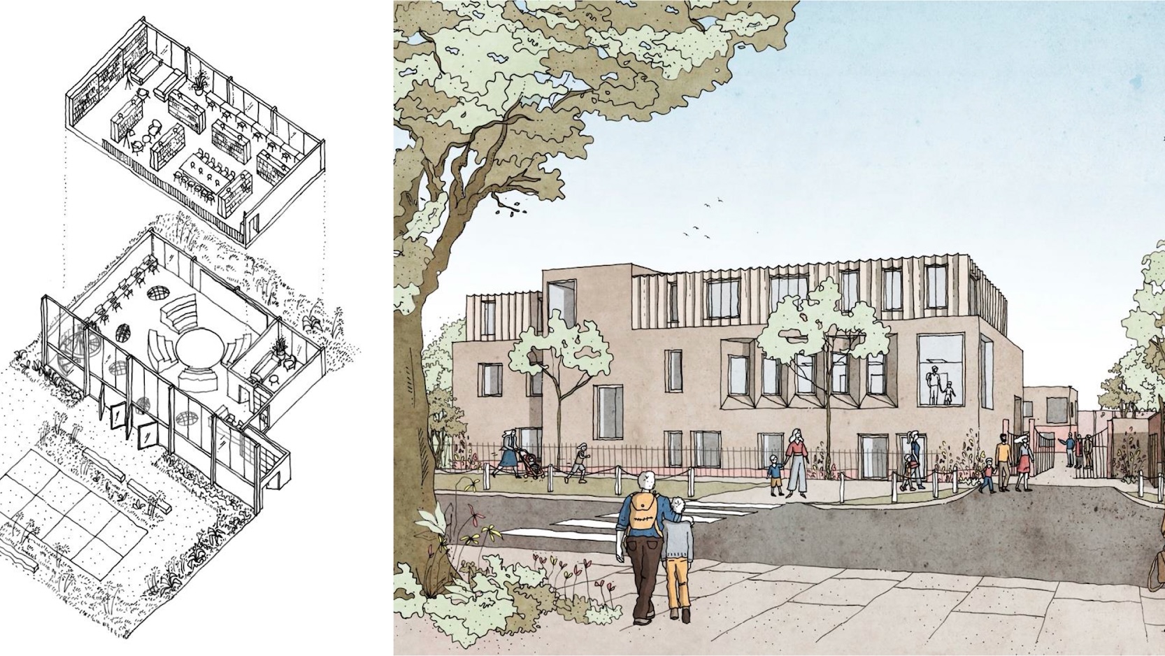 Sketches of the new Raymond Chandler Library | © Alma-nac, alma-nac.com