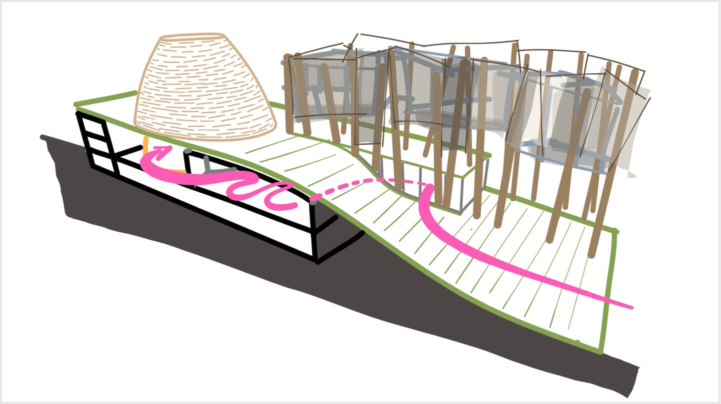 Sketch drawings of the Hungarian Expo Pavilion | © ZDA-Zoboki Design & Architecture