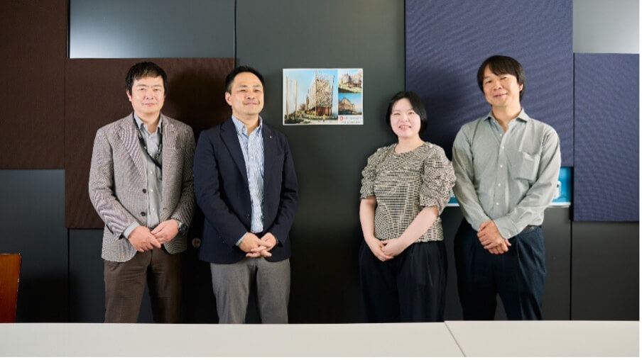 So Kikaku Sekkei - Osaka Branch project team: Yoshio Imagawa, Project Director, Executive Officer, Branch Manager | Koji Kamijo, Assistant Manager, Design Department | Haruka Murai, Design Department | Kohei Nakagawa, Assistant Manager, Design Promotion Headquarters, Photo: © Tatsuya Mizuguchi