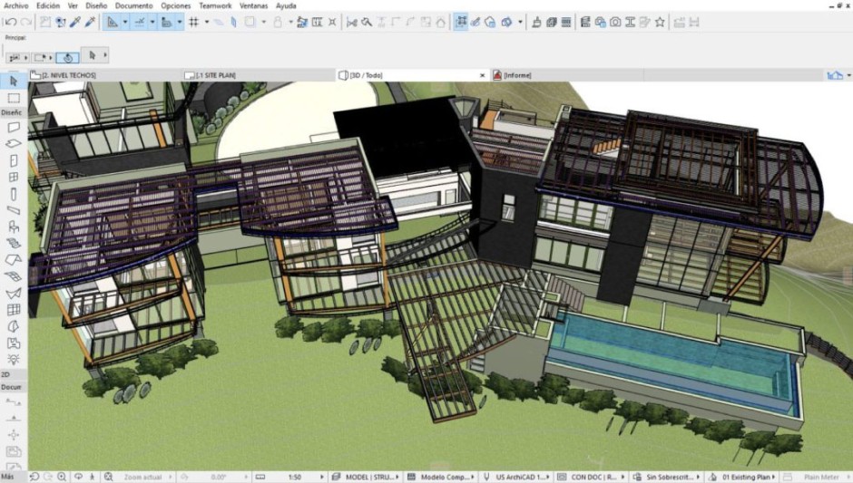 Casa Magayon's structural model in Graphisoft Archicad