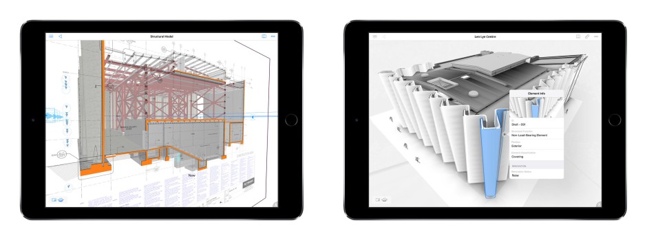 BIMx PRO screenshots of the Len Lye Centre Hypermodel, Patterson Associates