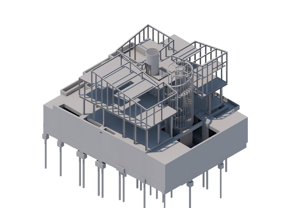 三維模型軸測圖--結構 © HCF and Associates