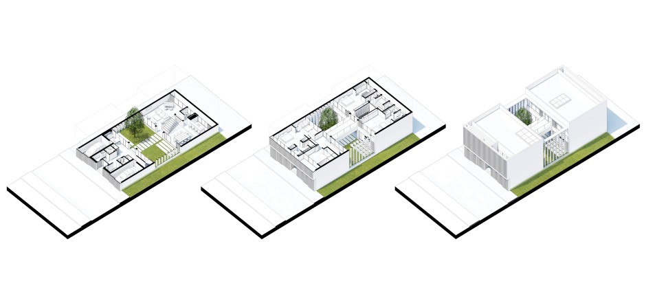 Axonometric floor diagrams - Villa Patio | © enzyme apd