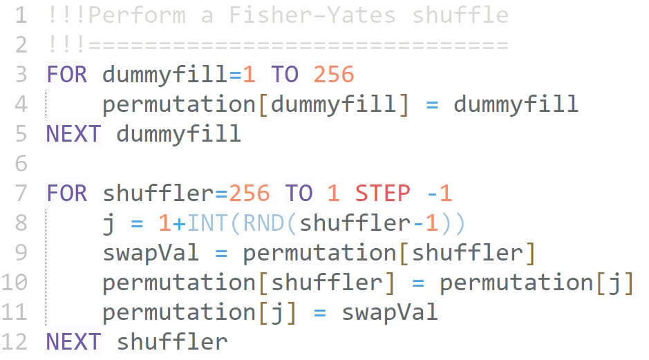 Shuffle Permutation Table