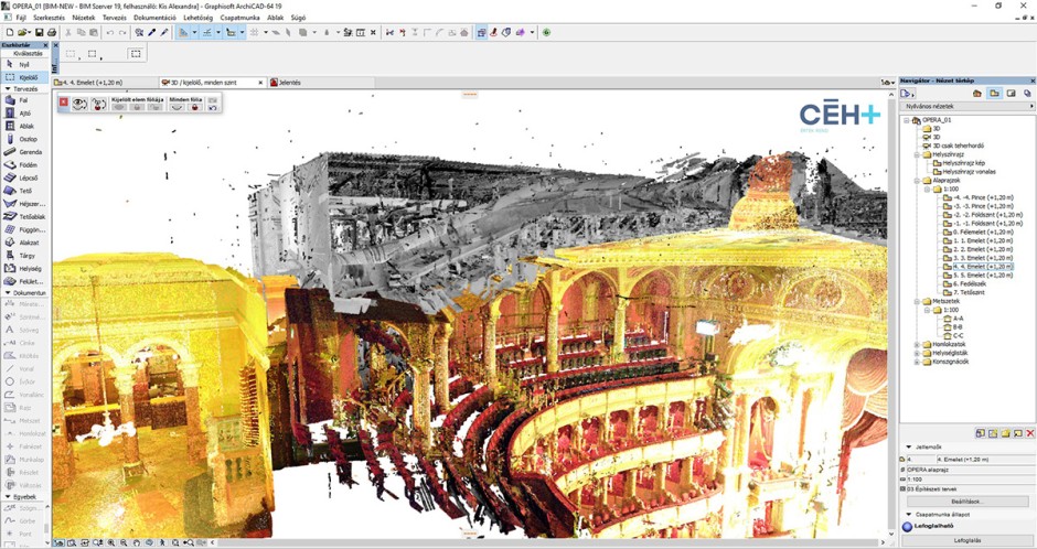 Point cloud detail of the main Auditorium and the attic space above it | ©CÉH