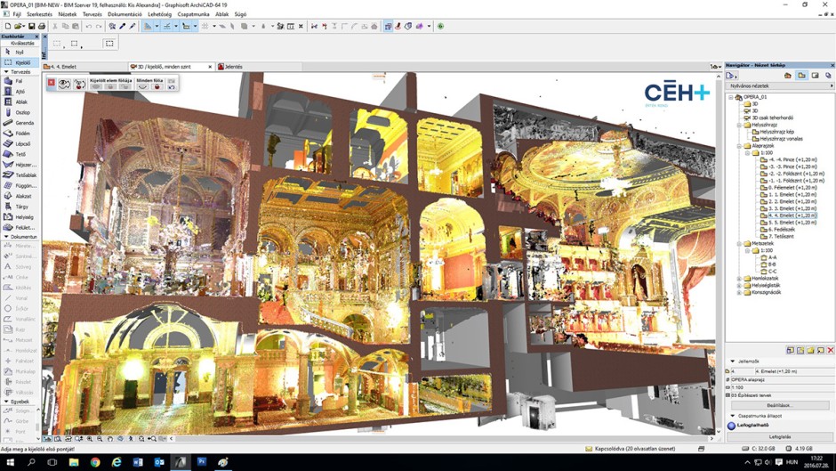 The assembled point cloud merged together with the Archicad 19 model | ©CÉH
