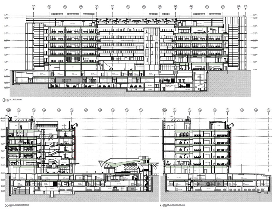 Sections of the Charles Perkins Centre in Archicad | image: ©fjmt