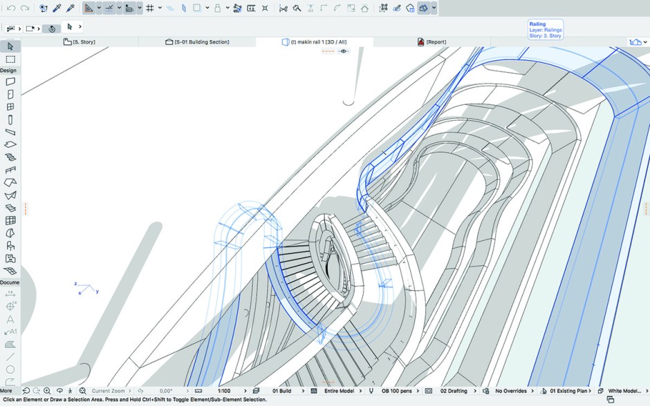 The staircase of the Charles Perkins Centre modeled in Archicad 21 | image: ©fjmt