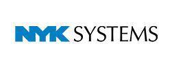 画像はNYK Systemsのロゴで、青い幾何学的な太文字でNYK、右側に黒い大文字でSYSTEMSが描かれている。背景は白。.